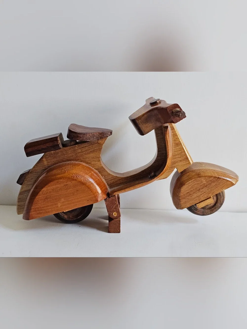 Motorcycle Vintage Wood Carved Vespa Craft Miniature Folk Art Collectible Lot 3